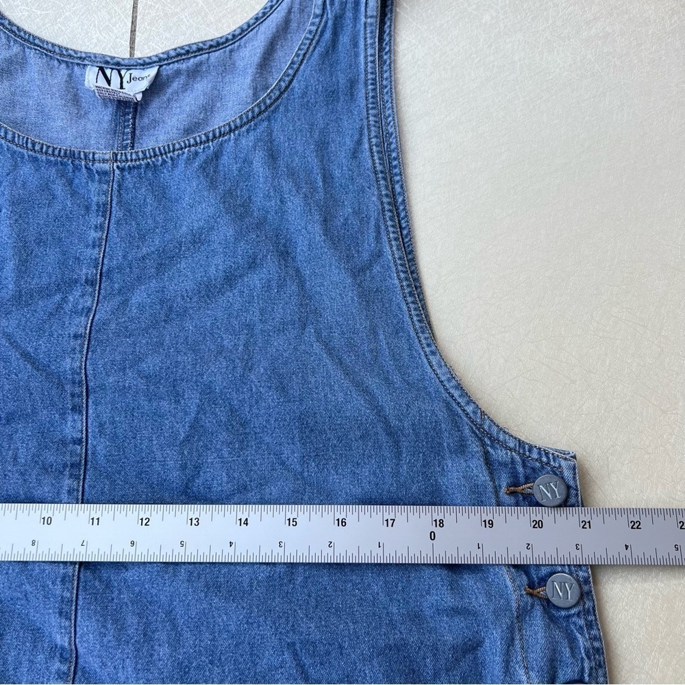 Vintage  NY Jeans 100% Cotton Denim Overall Dress Women Size L - Picture 6 of 7
